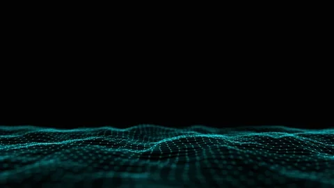 Digital technology wave. Dark cyberspace with blue motion dots and lines. Stock-Footage 200768354