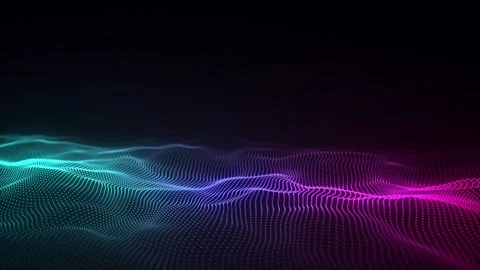 Digital technology wave. Dark cyberspace with colored motion dots and lines. Stock-Footage 247360237