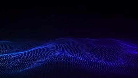 Digital technology wave. Dark cyberspace with colored motion dots and lines. Stock-Footage 247360382