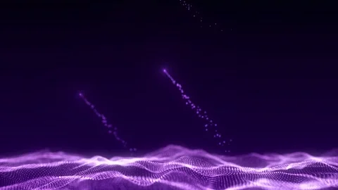 Digital technology wave. Dark cyberspace with purple motion dots. Stock-Footage 254474510