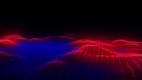 Digital technology wave. Dark cyberspace with colors motion dots and lines. Stock-Footage 254474561