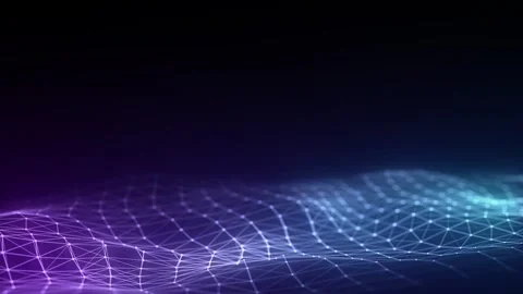 Digital technology wave. Dark cyberspace with colors motion dots and lines. Stock-Footage 254474562