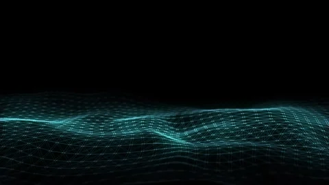 Digital technology wave. Dark cyberspace with blue motion glitch dots and lines. Stock-Footage 297958057