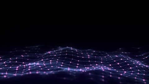 Digital technology wave. Dark cyberspace with colors motion dots and lines. Stock-Footage 297958099