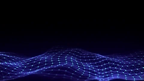 Digital technology wave. Dark cyberspace with colors motion dots and lines. Stock-Footage 297958589