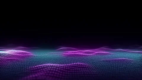 Digital technology wave. Dark cyberspace with colors motion dots and lines. Stock-Footage 297958703
