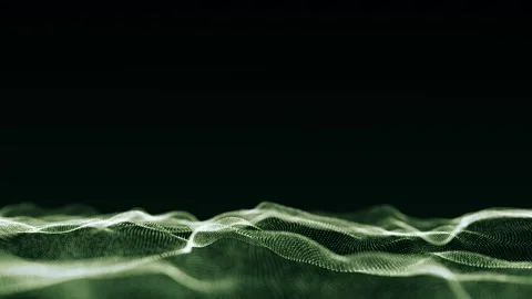 Digital technology wave. Dark cyberspace with green motion dots. Stock-Footage 297959380