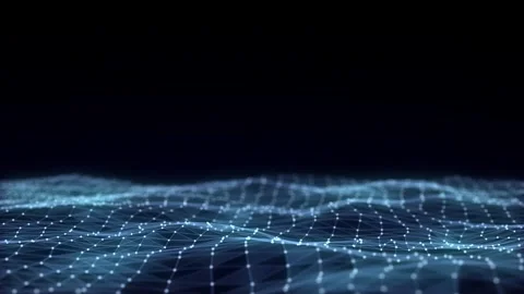 Digital technology wave. Dark cyberspace with blue motion dots and lines. Stock-Footage 297960306