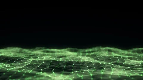 Digital technology wave. Dark cyberspace with green motion dots and lines. Stock-Footage 297960500