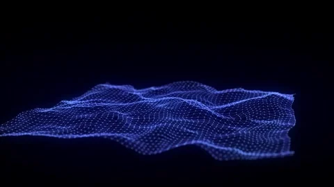 Digital technology wave. Dark cyberspace with blue motion dots and lines. Stock-Footage 314108355