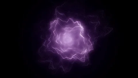 Digital technology wave. Dark cyberspace with purple motion dots. Stock-Footage 314108802