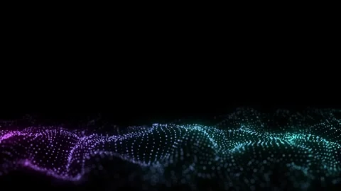 Digital technology wave. Dark cyberspace with colors dots and lines. Stock-Footage 314111587