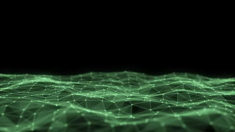 Digital technology wave. Dark cyberspace with green motion dots and lines. Stock-Footage 314111806