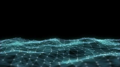 Digital technology wave. Dark cyberspace with blue motion dots and lines. Stock-Footage 314111809