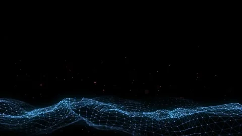 Digital technology wave with dust. Dark cyberspace with blue dots and lines. Stock-Footage 314109987