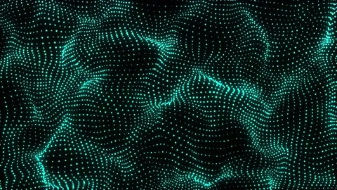 Digital technology wave top view. Dark cyberspace with green motion dots. Stock-Footage 207758087