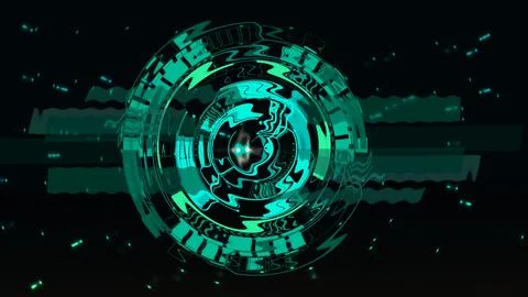 Digital technology wave unco blear HUD elements illustration background. Illustrazione stock