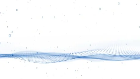 Digital technology waves with binary numbers loop animation on white backgro Stockbeeldmateriaal 344792851