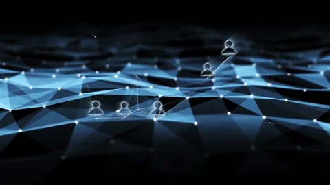 Digital technology wavy network with people icons loop motion Stock Footage 340589224