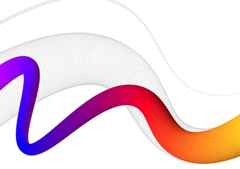 Digital technology Wavy white background. Wave shape curve wireframe concep.. Stock Illustration