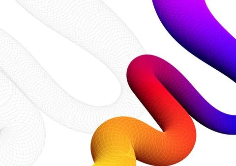 Digital technology Wavy white colorful background. Wave shape curve wirefra.. Stock Illustration
