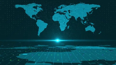 Digital Technology World Map Animation. Glowing Connections in Global earth map Stock Footage 293268851