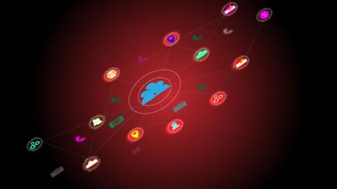 Digital technology world map with interface Concept of global business tech.. Stock Illustration