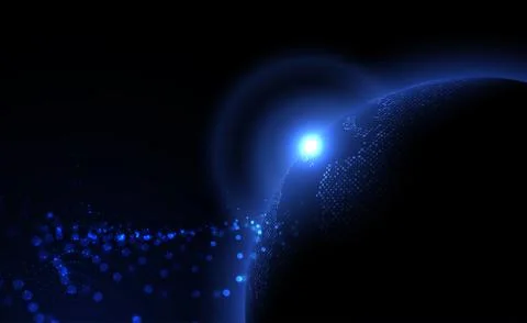 Digital technology worldwide global network internet connection blue background Stock Illustration