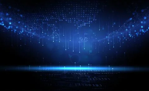 Digital technology worldwide global network internet connection blue background Stock Illustration