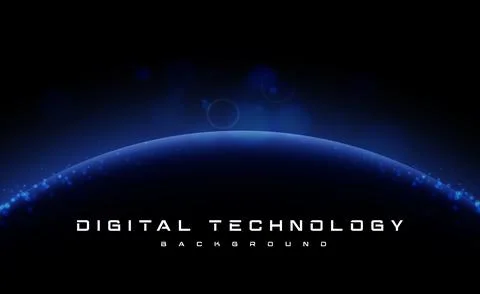 Digital technology worldwide global network internet connection blue background Stock Illustration