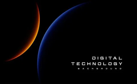 Digital technology worldwide global network internet connection blue orange tech Stock Illustration