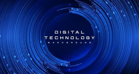 Digital technology worldwide global network internet speed connection blue tech Stock Illustration