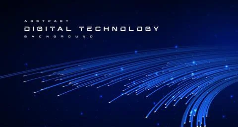 Digital technology worldwide global network internet speed connection blue tech Illustrazione stock