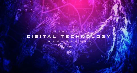 Digital technology worldwide global network internet connection blue background Stock Illustration