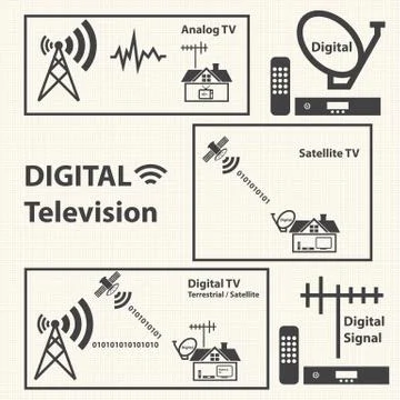 Digital Television concept with texture background. Vector Stock Illustration