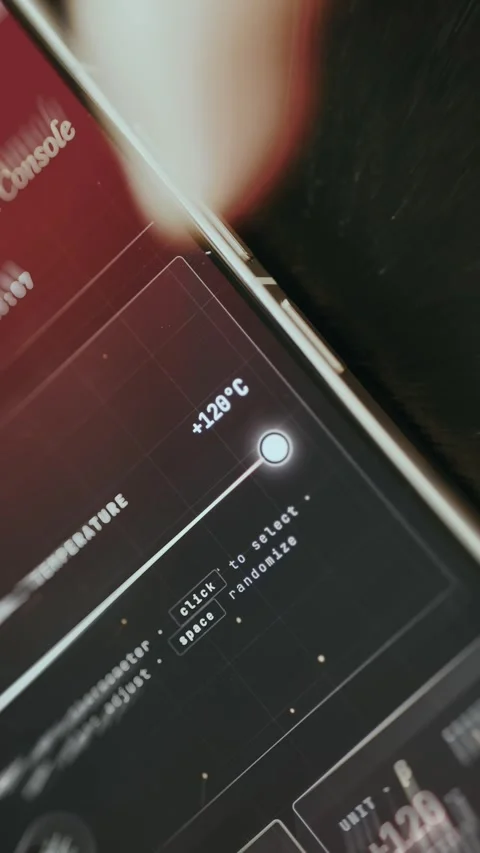 Digital temperature control panel showing slider adjusted to 120 degrees Celsius Stock Footage 335475884