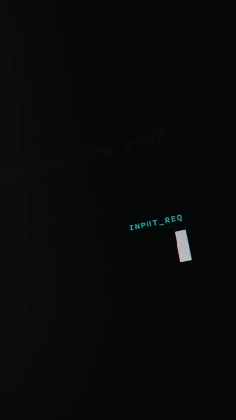 Digital Terminal Screen Displaying Cryptic Question from Artificial Intelligence Stock Footage 334730449