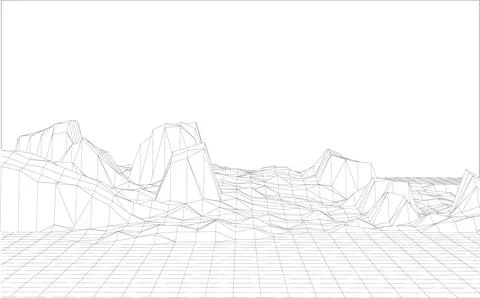 Digital terrain map generated from drone vision data outlining a mountainou.. Illustrazione stock