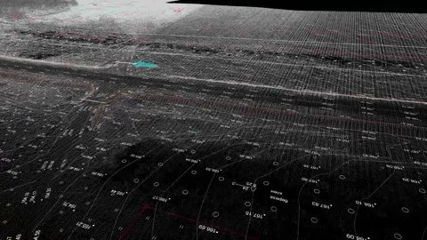 Digital terrain model of roadway area obtained from lidar scanning results (BIM 库存影片 154714165