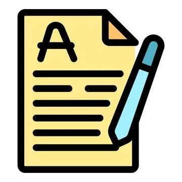 Digital test paper with pen and grade a symbol being written Stock Illustration