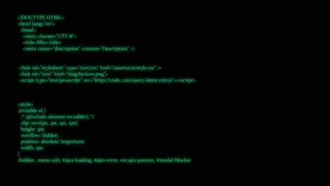 Digital text code on old monitor. Computer code appearing on monitor. Hacker Vidéo 149974772