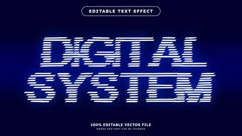 Digital text effect on blue background old television vector graphic style Stock Illustration