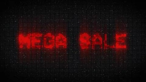 Digital text of glitch vhs effect over mega sale text Stock Illustration