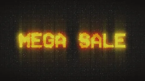 Digital text of glitch vhs effect over mega sale text Stock Illustration