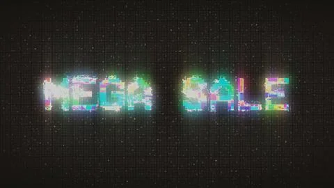Digital text of glitch vhs effect over mega sale text Stock Illustration