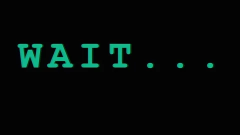 Digital text loading screen with repeating wait messages in green pixels on.. Stock Footage 343407759