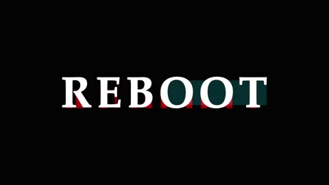 Digital text REBOOT sequence with glitch effects and red accent during tech.. Stock Footage 344037068