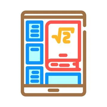 Digital textbook education platform color icon vector illustration Stock Illustration
