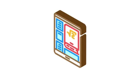 Digital textbook education platform isometric icon animation Stock Footage 327277470