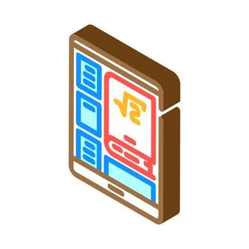 Digital textbook education platform isometric icon vector illustration Stock Illustration